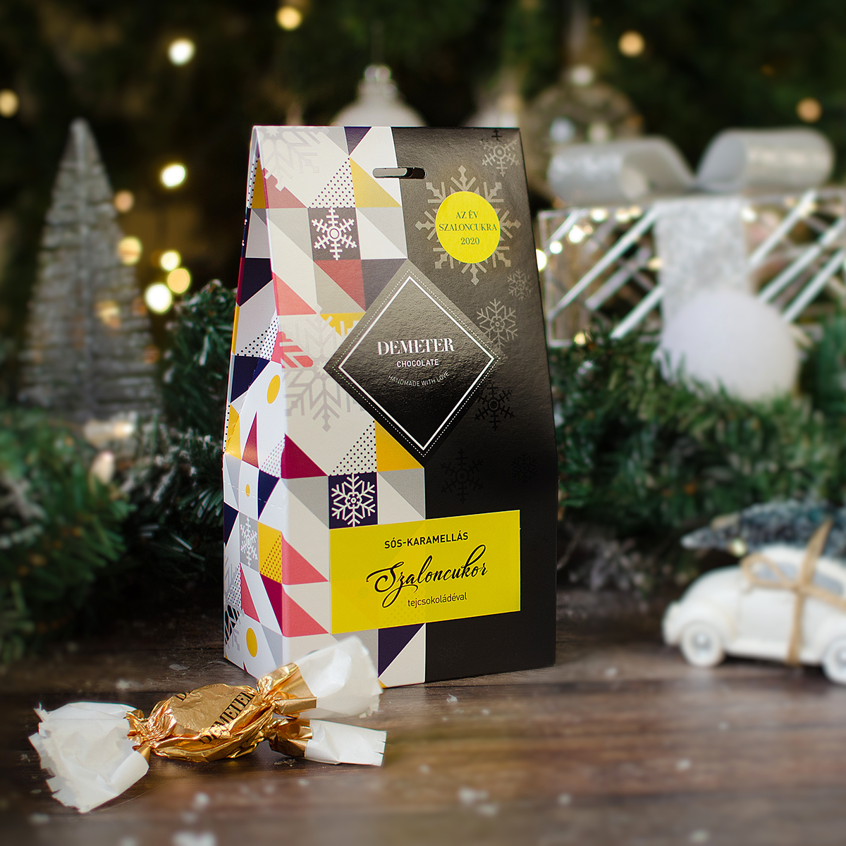 Sós karamellás szaloncukor díszdobozban- Év szaloncukra 2020 receptje alapján