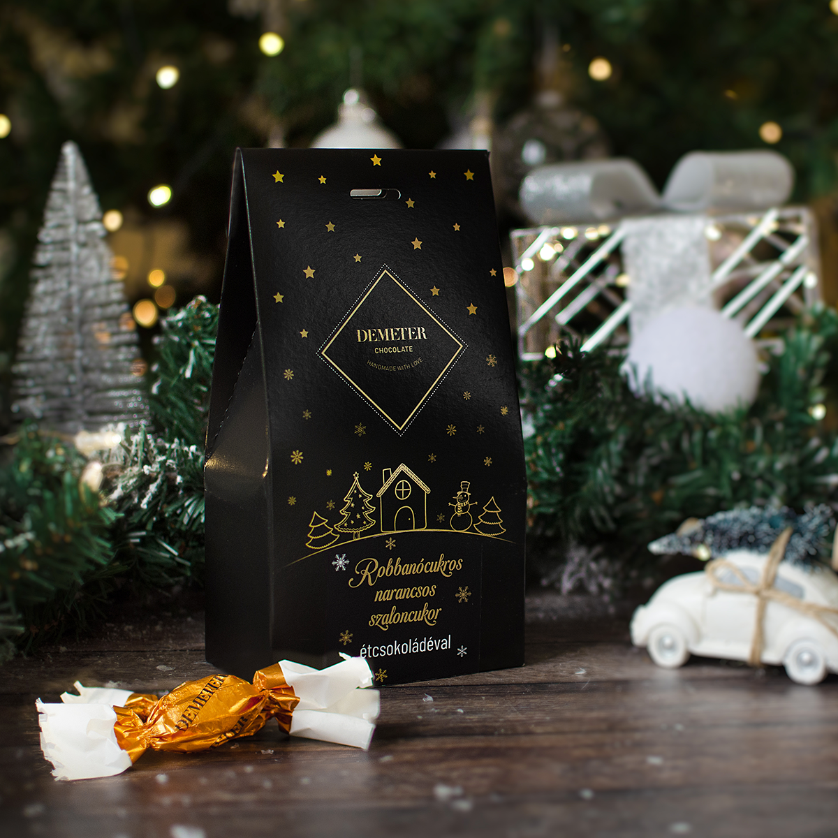 Narancsos Robbanócukros szaloncukor díszdobozban