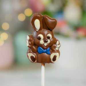 Húsvéti nyuszis csokinyalóka kék masnival