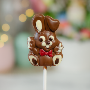 Húsvéti nyuszis csokinyalóka piros masnival